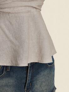 SHEIN ICON Halloween Women's Halter Backless Black Babydoll Tank Top - Grey - View 11