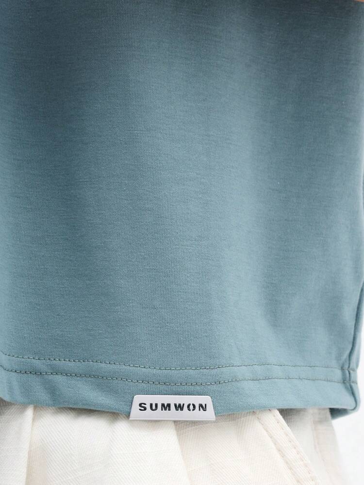 Camiseta de algodón relajada con cuello redondo de manga corta, ajuste boxy, estampado gráfico de melocotón fresco de verano para hombre