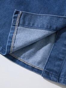 GlowEve Chaqueta vaquera de mujer casual de un solo abotonado - Azul - Ver 6