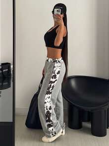 CasuGlow Women Black Straight Fit Contrast Belt And Tape Detailed Pant - Light Grey - View 5