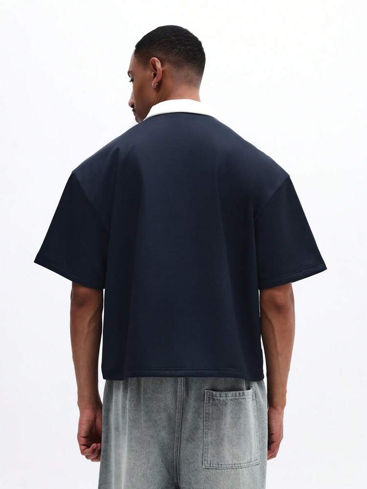 Herren Poloshirt mit Farbblockdesign und Los Angeles Studios Aufdruck, Loose Fit Kurzarm Kragen Oberteil