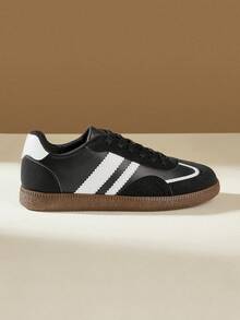 CUCCOO EASI 2026 Nuevos zapatos deportivos casuales versátiles de primavera para mujer, zapatillas deportivas de suela plana - Pu negro - Ver 2