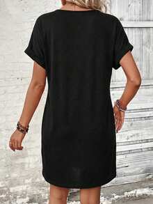 SHEIN 女士V领休闲日常约会外出迷你连衣裙 - 彩色 - 查看 2