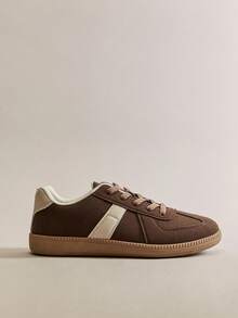 Hauture Top-Seller Women's Replica Germany Trainer Retro Lace-Up Round Toe Gum Sole White Brown Sneakers – Classic & Versatile Essential For Christmas - Brown - View 2