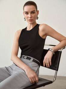 MOTF PREMIUM ROUND NECK SLIM FIT TANK TOP - Black - View 6