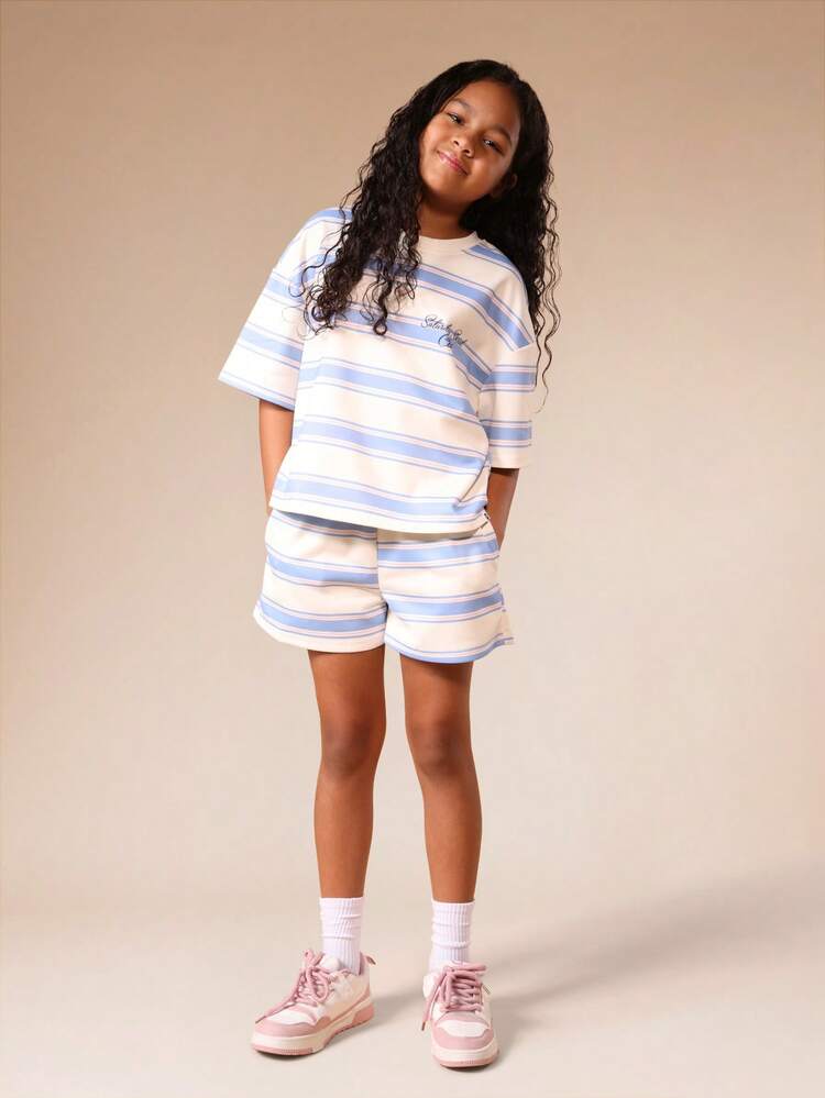 Striped T-Shirt And Shorts Co-Ord Set