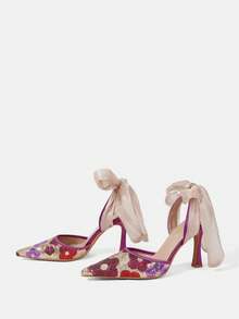 CUCCOO HITCHD Zapatos de mujer de tacón de aguja puntiagudo para boda, banquete y fiesta, elegantes - Morado - Ver 9