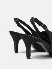 CUCCOO HITCHD Tacones altos con punta afilada y correa de tobillo con cristales negros para mujeres - Negro - Ver 12