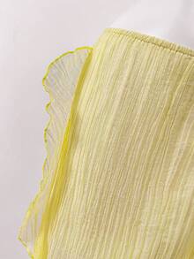 Lyxana Chân váy nữ màu trơn dáng xòe xếp ly - Màu vàng - Xem 4