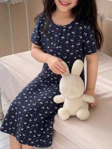 Dazy Kids 女童圆领短袖睡衣家居服夏季 - 藏蓝色 - 查看 5