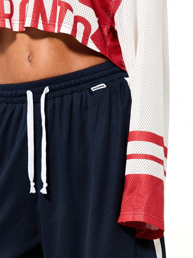 SUMWON WOMEN Navy Wide Leg Shorts With Number Print