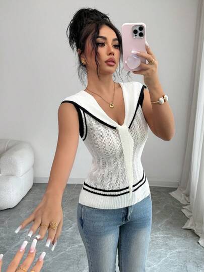 Elenzga Elegant Sleeveless Fitted Women T-Shirt, Spring/Summer