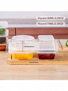 5/10PCS Double Compartment Condiment Container Reusable Snack Container 2 Condiment Containers With Lids Snack Pack Container Sauce Containers Condiment Containers With Used For Take-Out Condiments,School Supplies - Multicolor - View 2