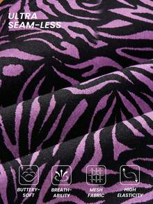 Innovista Innovista Damen lässig Sport bedrucktes Langarm-Top & Leggings Set nahtloses Set Schwarz 2 Stücke nahtloses Langarm Crop Top & Hohe Taille Leggings, lila Zebra Jacquard Strick, Reißverschluss vorne, abnehmbare Polster, formende Kompression für Gym Training Yoga Pilates | Gymtok / Athleisure / Clean Fit Zebra Workout Set Gym Leggings Set Damen Gym Outfits Tier Muster Workout Leggings Sexy Gym Sets Damen Aktivbekleidung Zwei Teile für Damen Leggings für Damen Zwei Teile Damen Workout Sets Workout Kleidung für Damen - Violett - Übersicht 6