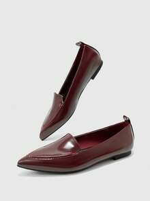 CUCCOO BIZCHIC Zapatos de mujer de punta para uso diario y casual, tipo bailarinas - Burdeos - Ver 7