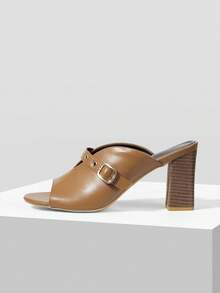 Mnmlis Women's Fashion Strap Commuter Versatile Square Heel High Heel Sandals - Brown - View 2