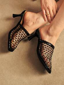 Rosivie Women's Fashionable Hollow-Out High Heel Sandals, Summer - Black - View 5