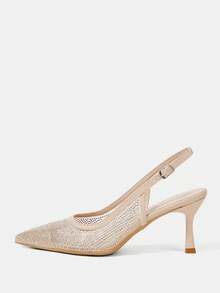 CUCCOO HITCHD Women Shoes Pointed Rhinestone High Heels Wedding Shoes - Apricot - View 10