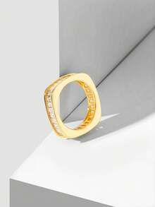 MOTF PREMIUM 镶嵌梯形方形环形灯奢华时尚戒指 - 金色 - 查看 6