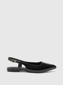 CUCCOO BIZCHIC Women's Pointed Toe Buckle Design Casual Flat Shoes - Black - View 7