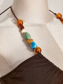 SHEIN ICON Áo nghỉ mát gợi cảm hở lưng cổ yếm lấp lánh dành cho nữ - màu nâu - Xem 9