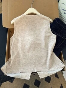 GlowEve 女士碎花图案V领单排扣休闲背心 - 彩色 - 查看 2