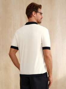 Manfinity CityGents Camiseta de punto de manga corta con ribete de contraste casual y para ir al trabajo, primavera/verano - Multicolor - Ver 3