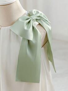 Glamorique Kids 女童春夏新款纯色缎面3D蝴蝶结设计派对连衣裙 - 綠色 - 查看 5