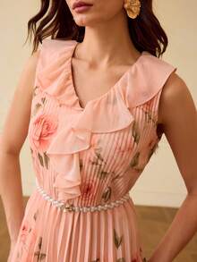 ZEYLAH Women's Elegant Floral Mid-Length Dress - Dusty Pink - View 6