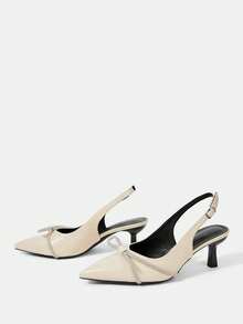 CUCCOO HITCHD Women Shoes Spring And Summer. New Pointed Thin Heel High Heel Romantic And Elegant Apricot PU With Rhinestone Strap Women's High Heel Shoes Dress Shoes Bridal Shoes Wine Ceremony Season Collection For Valentine's Day Elegant And Versatile Elegant Shoes Wedding Shoes - Apricot - View 10