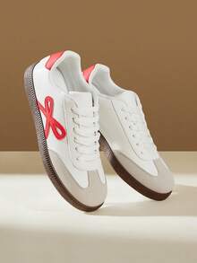 CUCCOO EASI Women's Fashionable Versatile Casual Flat Shoes - White and Red 2 - View 6