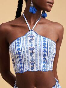 Travachic Women's Vacation Beach Floral Print Cropped Backless Halter Top - Multicolor - View 1