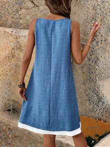 Balvessa 女士休闲度假撞色无袖迷你连衣裙 - 彩色 - 查看 2