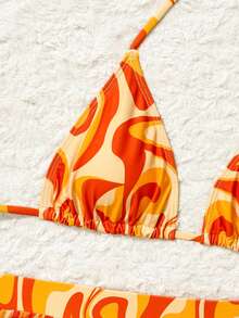Swim Vcay Bộ bikini gợi cảm buộc dây cổ cho nữ, thích hợp mặc đi biển mùa hè, kèm quần short. - trái cam - Xem 7