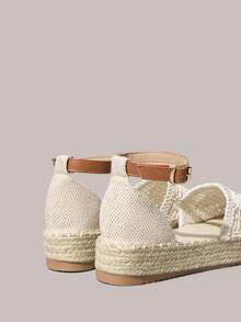 Styleloop Women's Fashionable Versatile Buckle Design Thick Bottom Wedge Shoes For Daily Wear - Apricot - View 5