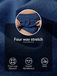 Flexra Plus Size Women's Casual Elastic Denim Shorts - Dark Wash - View 8
