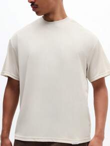 SUMWON Áo thun nam tay ngắn cổ tròn màu be, chất liệu Airtex, dáng regular fit, thích hợp mặc hàng ngày, là item thiết yếu cho tủ đồ mùa hè, tông màu trung tính. - Màu be - Xem 4