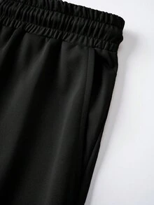 Manfinity EMRG 2pcs/Set Men's "LA American Tour" Gothic Letter Design Casual T-Shirt And Shorts Set - Multicolor - View 5