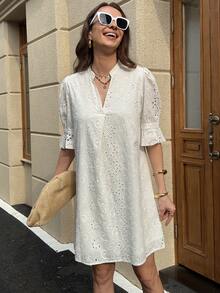 Solivie Women's Mid-Sleeve Printed Valentine's Day Spring/Summer Dress, Valentine's Day Outfit Summer Dress Vacation Outfits Women White Dress - White - View 4