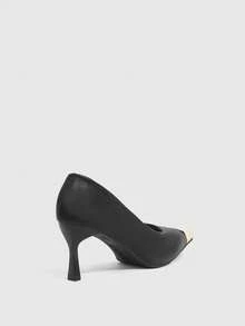 CUCCOO SZL Women's Fashionable Elegant Commuting Contrast Color Pointed Toe High Heels - Black - View 3
