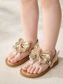 Cozy Pixies Một đôi dép xỏ ngón nơ vàng thời trang và đa năng, kiểu dáng công chúa 3D, thích hợp cho bé gái và trẻ nhỏ, phù hợp cho mùa hè. - Vàng - Xem 3