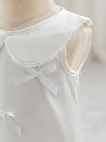 Glamorique Kids 女婴可爱彼得潘领无袖公主裙，春夏款 - 白色 - 查看 8