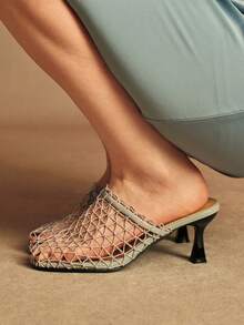 Rosivie Women's Fashionable Hollow-Out High Heel Sandals, Summer - White - View 4