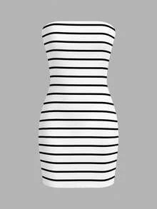 Resyla 女士休闲条纹修身吊带连衣裙，夏季 - 彩色 - 查看 3