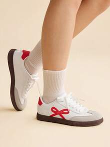 CUCCOO EASI Women's Fashionable Versatile Casual Flat Shoes - White and Red 2 - View 7