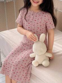 Dazy Kids 女童圆领短袖睡衣家居服夏季 - 粉色 - 查看 3