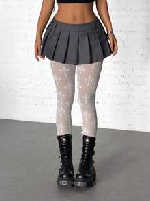 StreetHx Quần legging nữ màu đen xuyên thấu, chất liệu lưới, họa tiết punk. - trắng - Xem 7