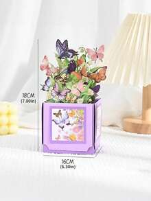 Joivida 1张3D立体玫瑰蝴蝶花束贺卡，含贺卡和信封 - 生日、情人节、父亲节、母亲节和感谢信的完美之选 - 多色 - 查看 13