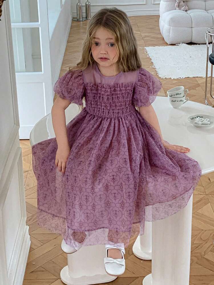 Girls Toddler Floral Petal Sleeve Cute Casual Dress, Fall