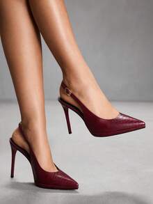 CUCCOO SZL Women's Pointed Toe Buckle Design Fashionable High Heels For Daily Wear - Burgundy - View 1